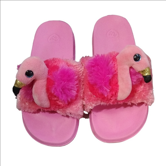 Ty Kids Plush Pink Slide Sandals - Picture 1 of 3